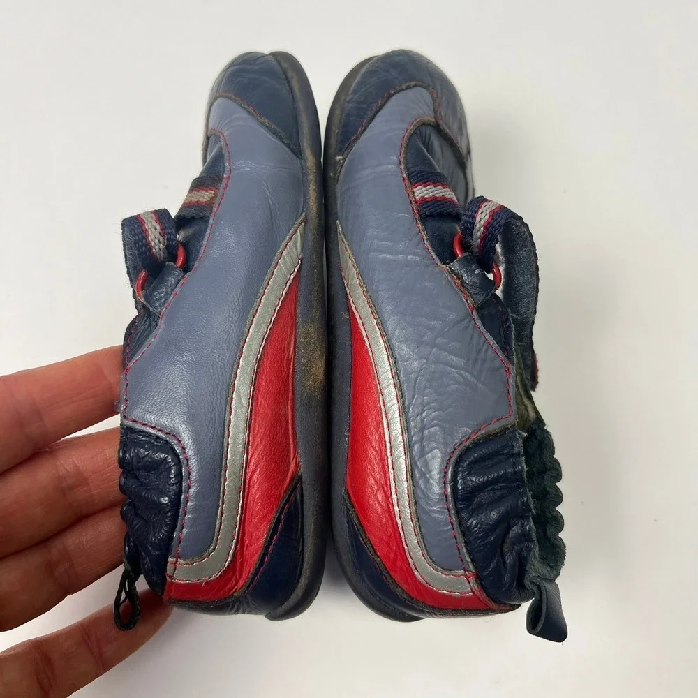 Robeez Genuine Leather Shoes‎ Navy Red Blue Stars 16-20 Mths Walker Comfy